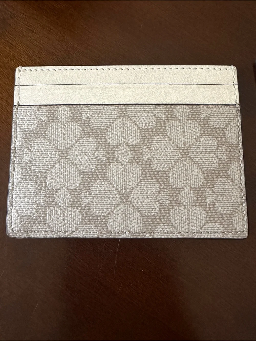 kate spade Cream & Light Beige Spade Flower Small Slim Card Holder MSRP $89
